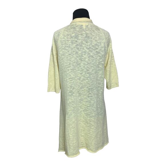 Eileen Fisher yellow short sleeves open asymmetrical cardigan size Small - Picture 3 of 11